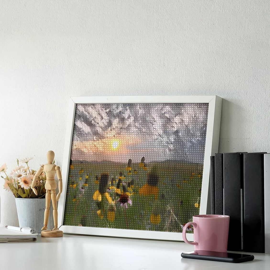 Design Diamond Painting 20"×16"(Horizontal) Wildflowers on the Prairie South Grand River IV