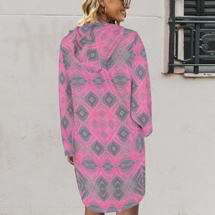 Hoodie Dress Pink Butterfly Balm Plaid