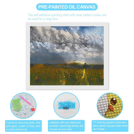 Design Diamond Painting 20"×16"(Horizontal) Sunflowers Lakeside II