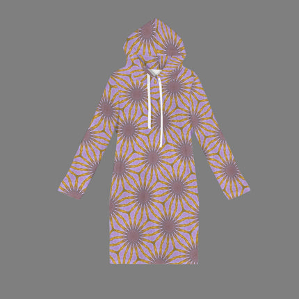 Hoodie Dress Lavendar Gold Flower