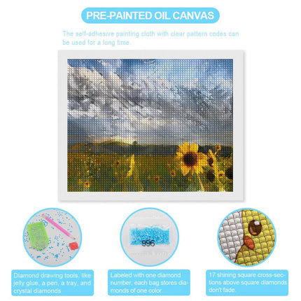 Design Diamond Painting 20"×16"(Horizontal) Sunflowers Lakeside