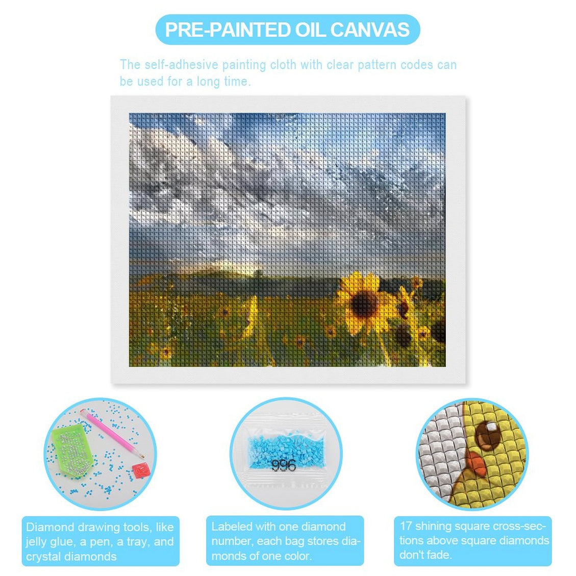 Design Diamond Painting 20"×16"(Horizontal) Sunflowers Lakeside