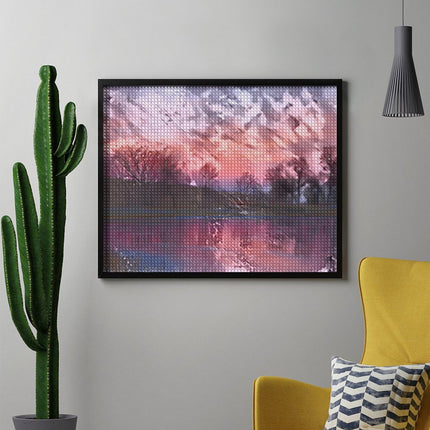 Design Diamond Painting 20"×16"(Horizontal) Sunset on the South Grand River South Dakota