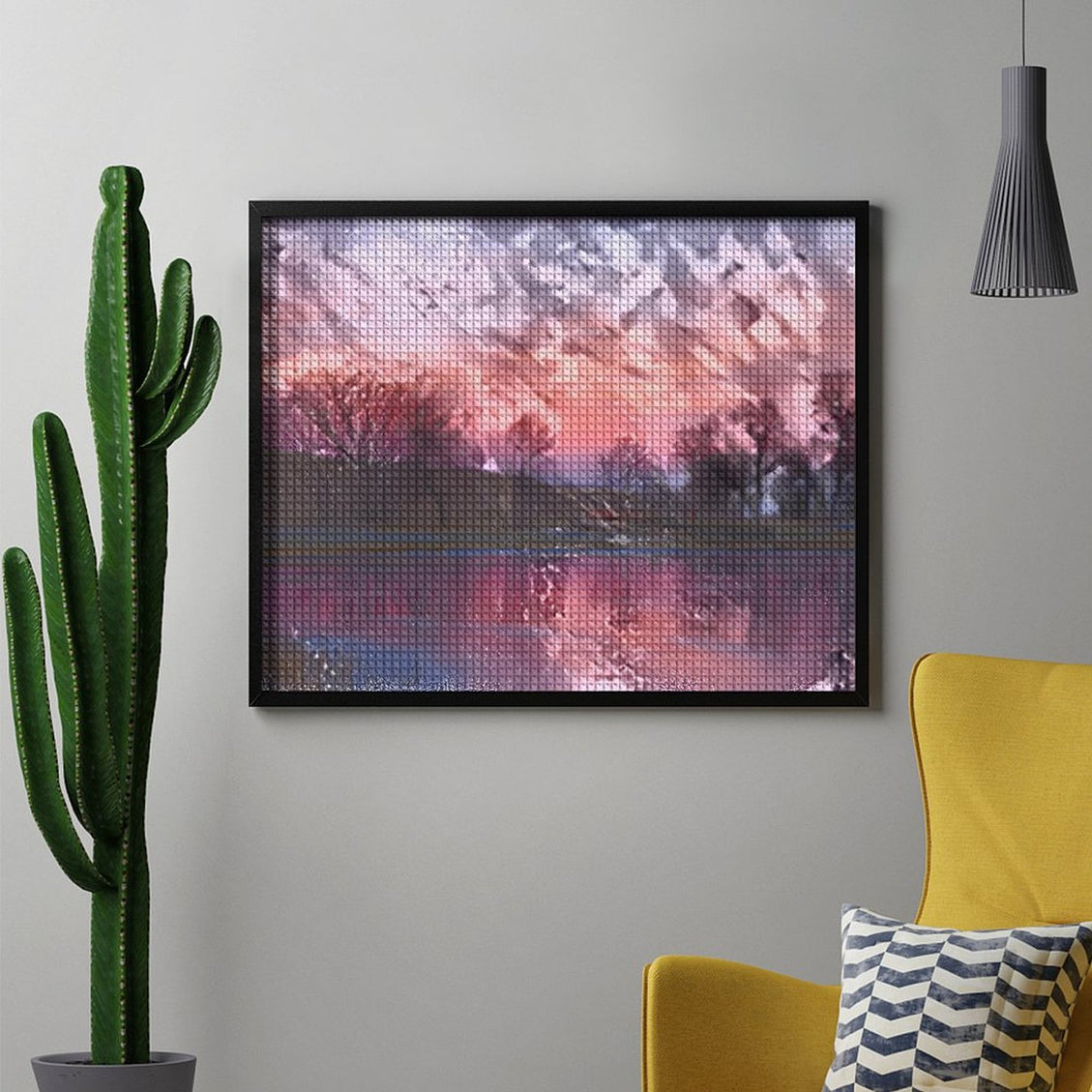 Design Diamond Painting 20"×16"(Horizontal) Sunset on the South Grand River South Dakota