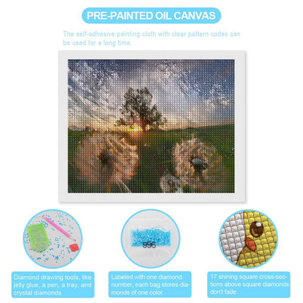 Design Diamond Painting 20"×16"(Horizontal) Dandelions at Sunset South Grand River