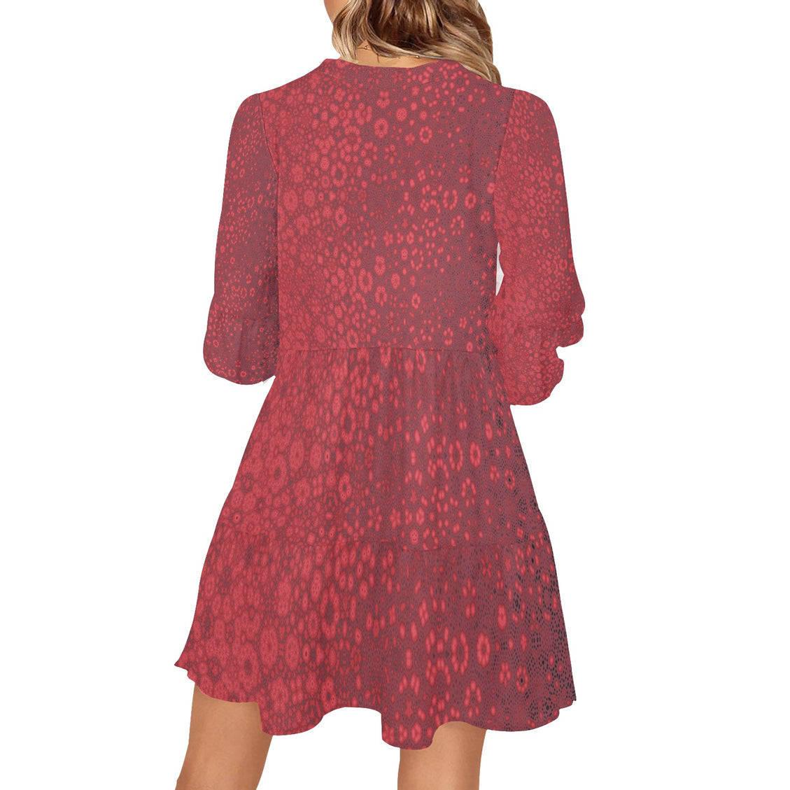 V Neck Flowy Dress Red Milkweed