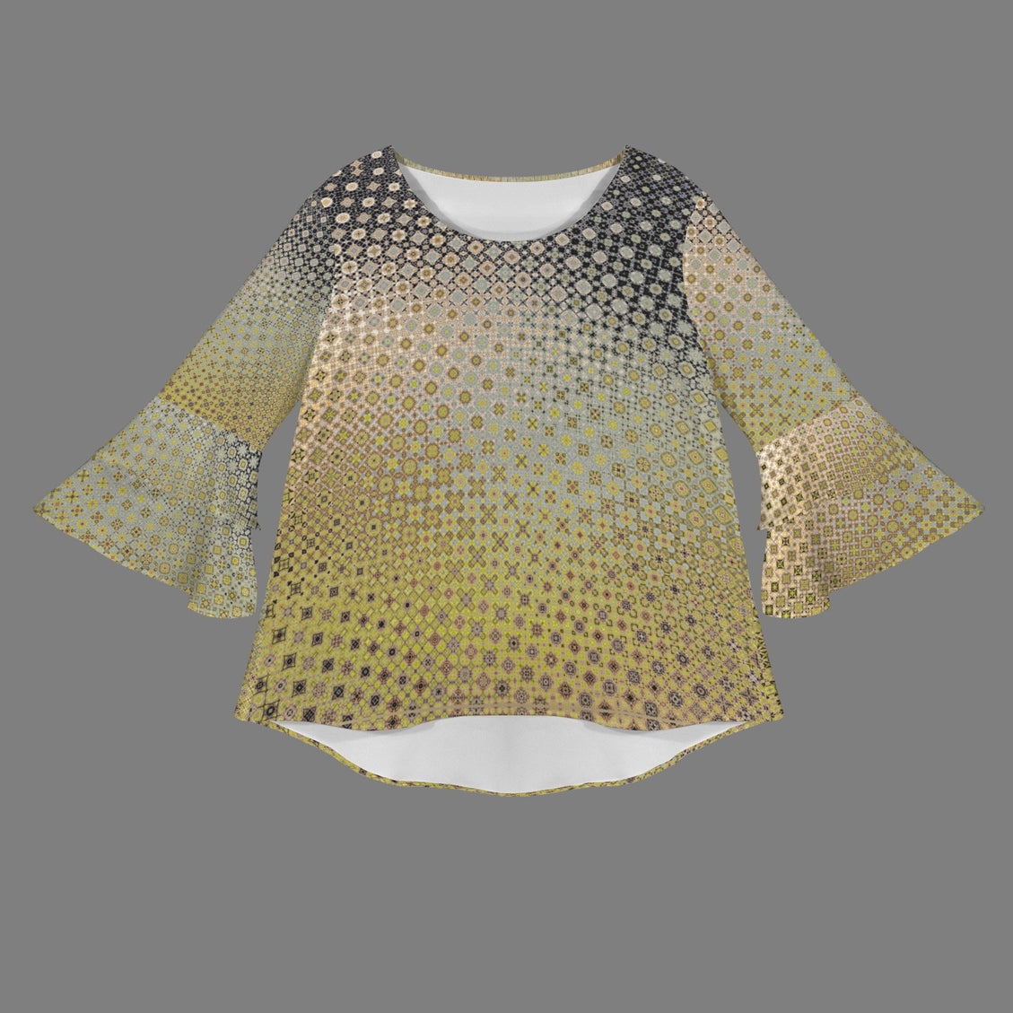 Flare Sleeve Blouse Gold and Gray Ombre
