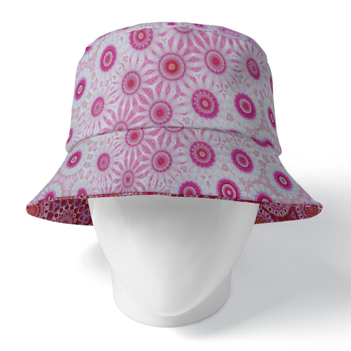 Bucket Hat Reversible Peonies Raspberry Swirl