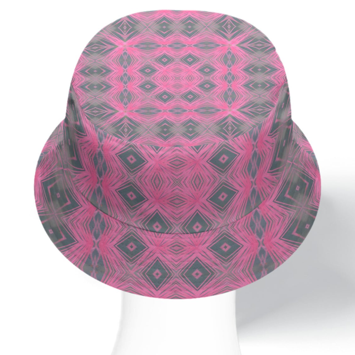Bucket Hat Reversible Pink Gray Plaid