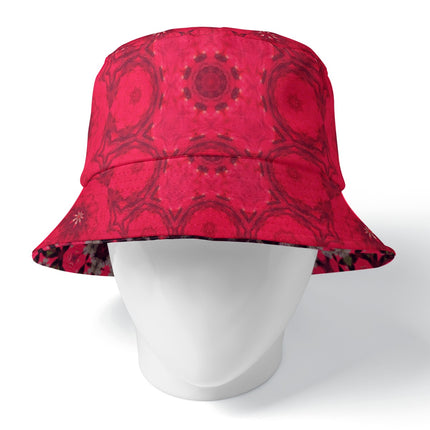 Bucket Hat Reversible Red Hollyhocks