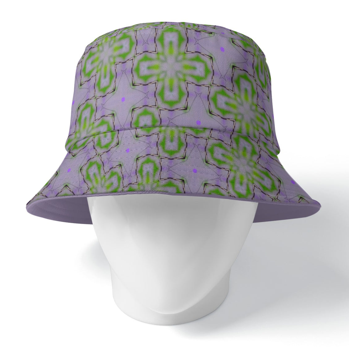 Bucket Hat Reversible Lavendar Green Graphic Dames Rocket