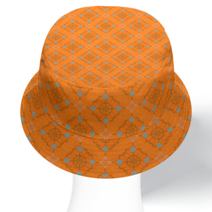 Bucket Hat Reversible Orange Butterfly Blue Lavendar Green Watercolor