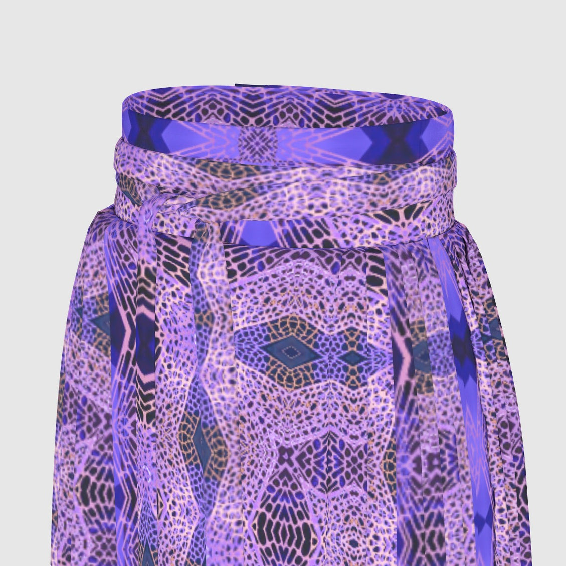 Traditional Chinese Pleated Skirt Purple and Black Geometric