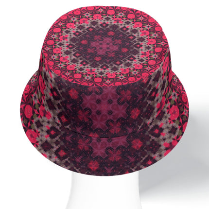 Bucket Hat Reversible Red Hollyhocks