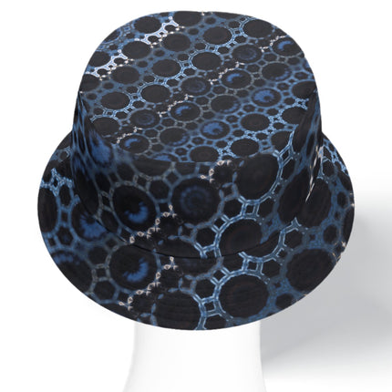 Bucket Hat Reversible Blue Plaid Black Blue Graphic