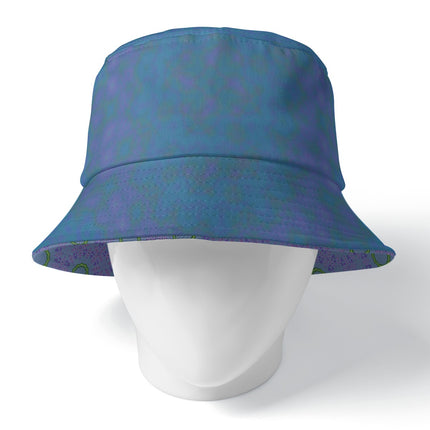 Bucket Hat Reversible Blue Lavendar Green Watercolor Dames Rocket Abstract