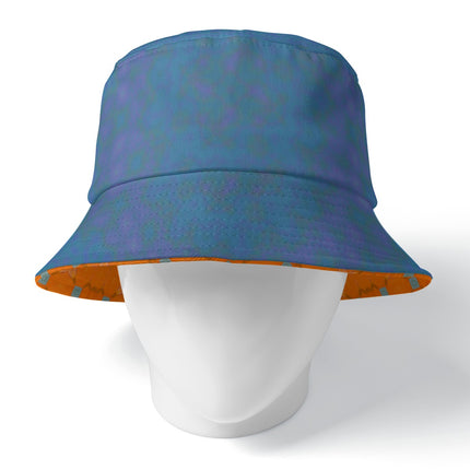 Bucket Hat Reversible Orange Butterfly Blue Lavendar Green Watercolor