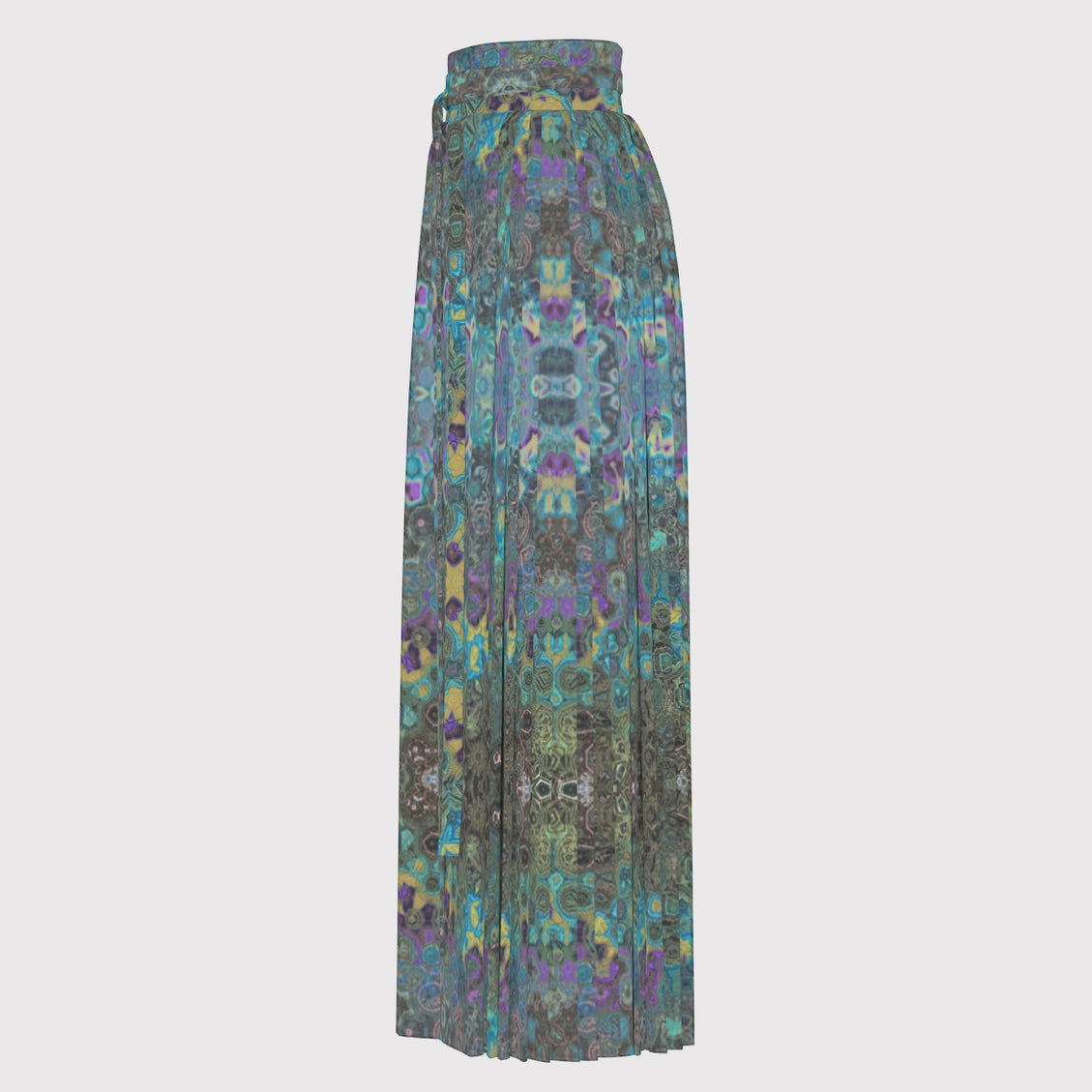 Traditional Chinese Pleated Skirt Peacock Feathers Turquoise Green