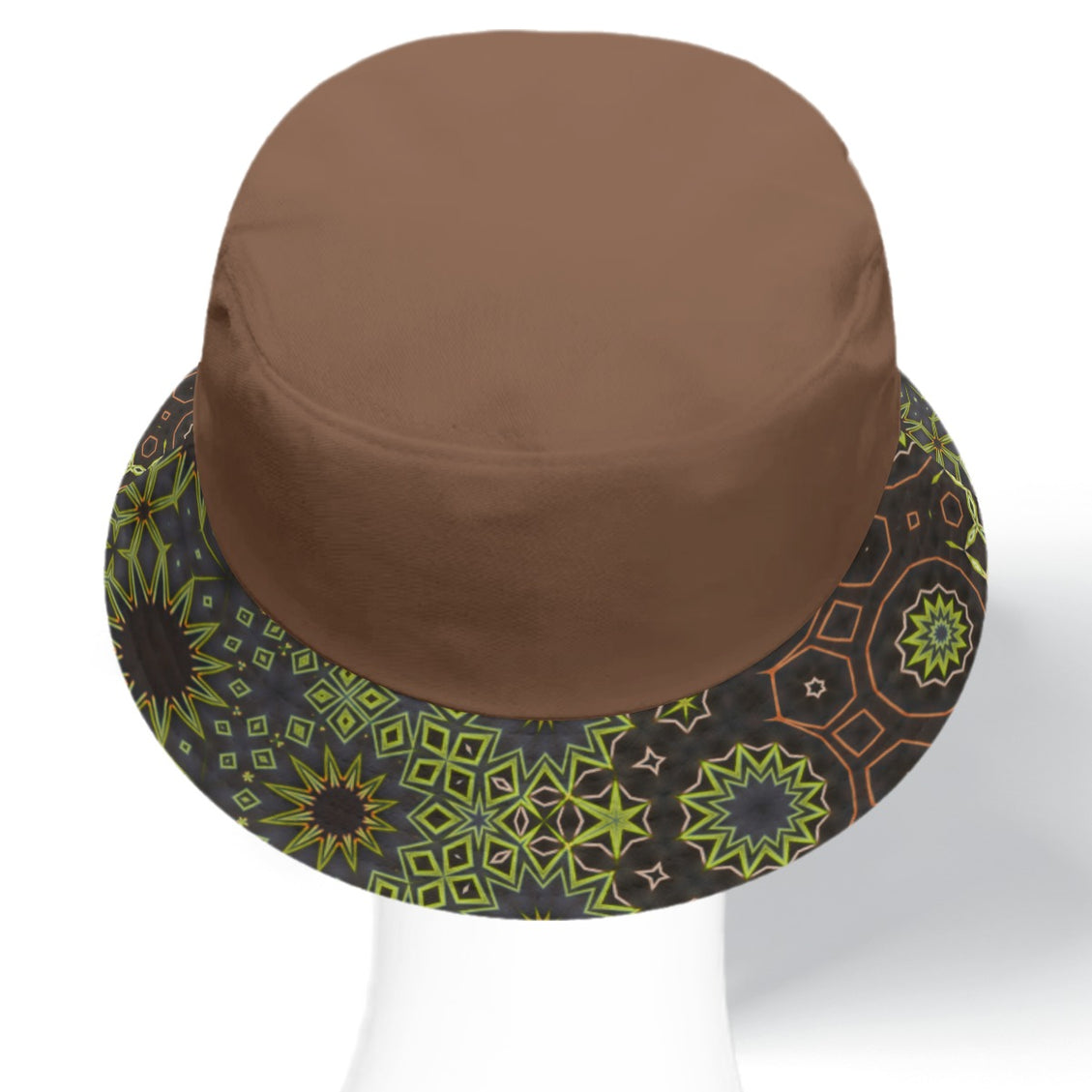 Bucket Hat Reversible Green Leaves Brown