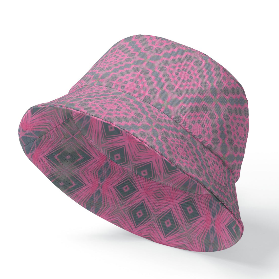 Bucket Hat Reversible Pink Gray Plaid