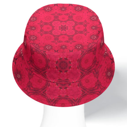 Bucket Hat Reversible Red Hollyhocks