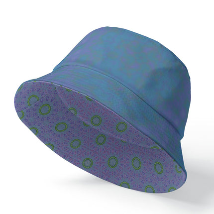 Bucket Hat Reversible Blue Lavendar Green Watercolor Dames Rocket Abstract