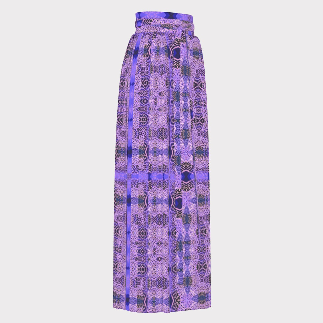 Traditional Chinese Pleated Skirt Purple and Black Geometric