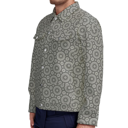 Unisex Jacket Gray and White Circles