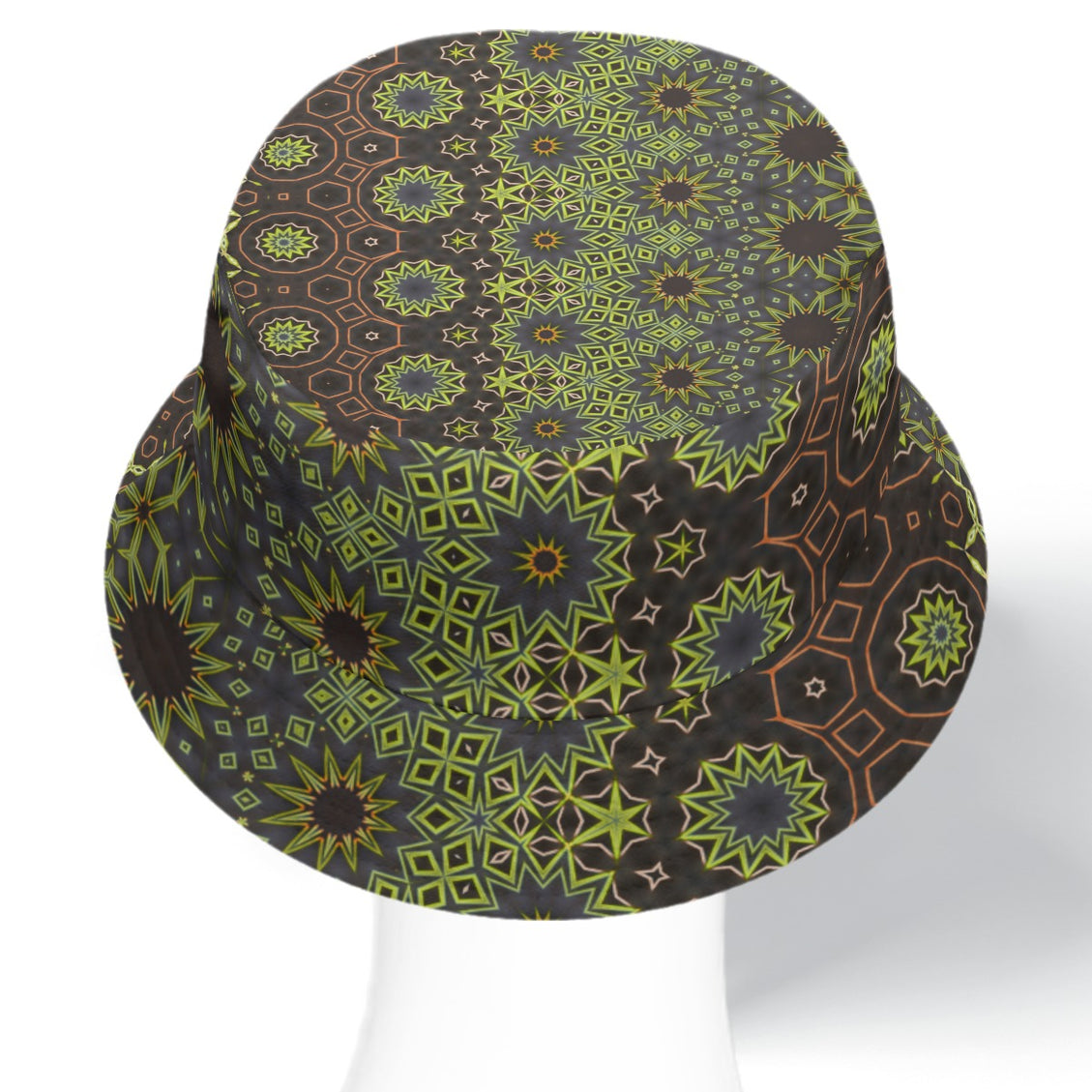Bucket Hat Reversible Green Leaves Brown