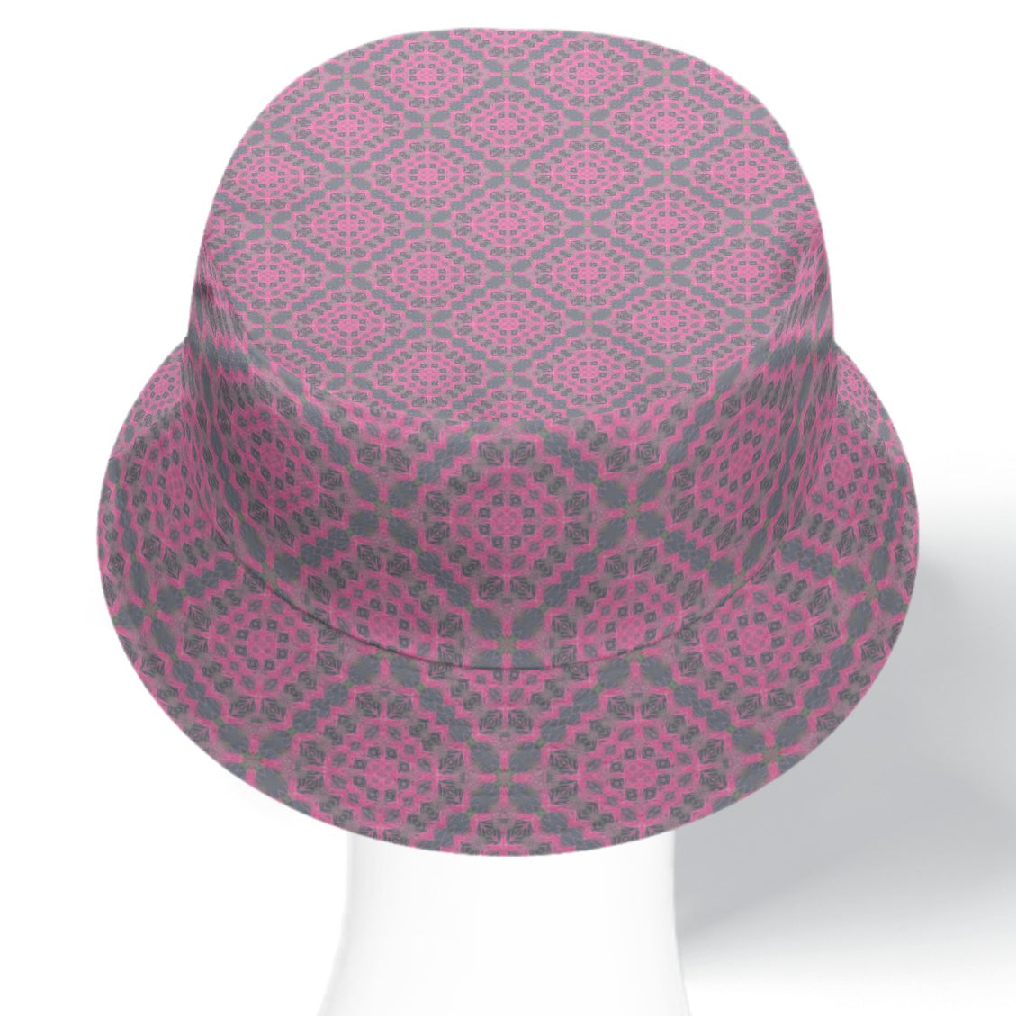 Bucket Hat Reversible Pink Gray Plaid