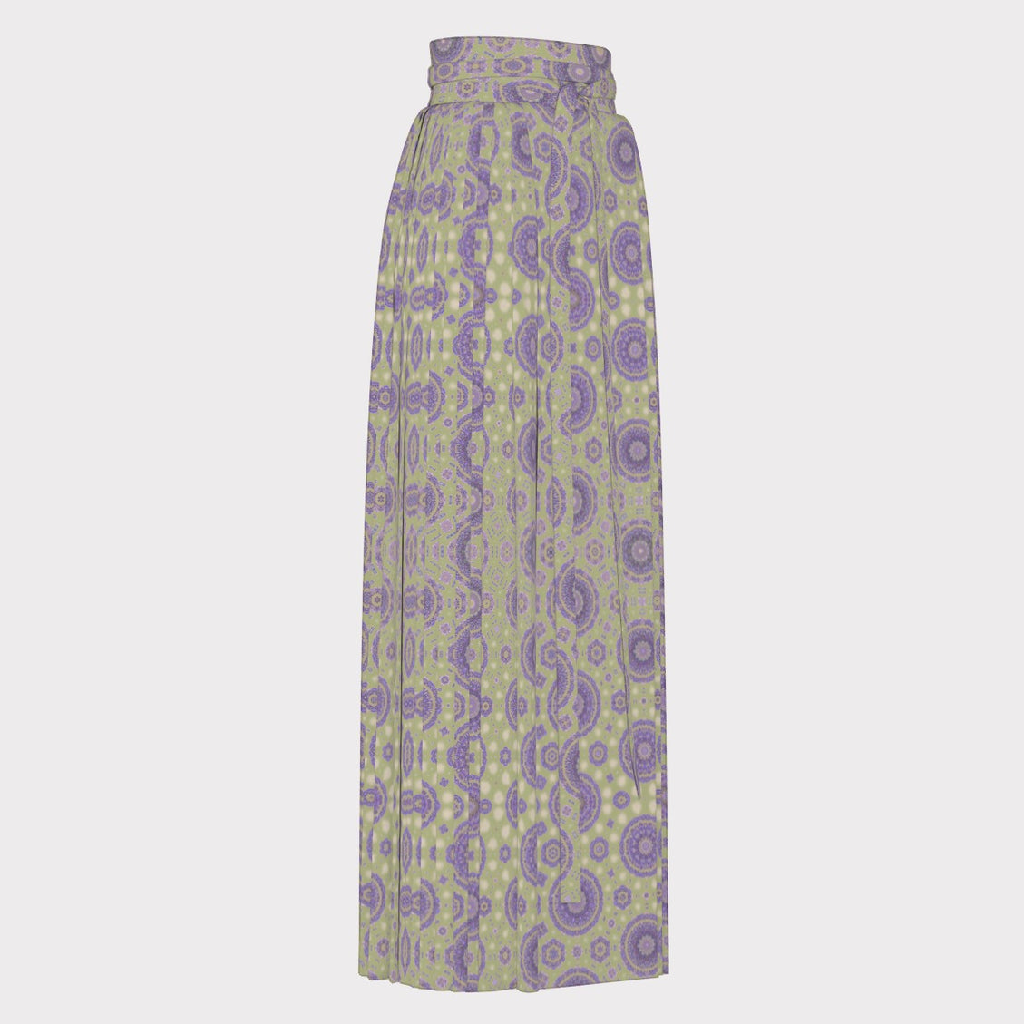 Traditional Chinese Pleated Skirt Purple Sage Geometric