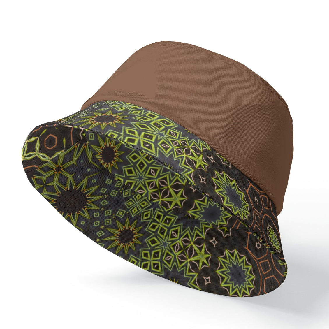 Bucket Hat Reversible Green Leaves Brown
