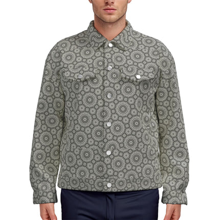 Unisex Jacket Gray and White Circles