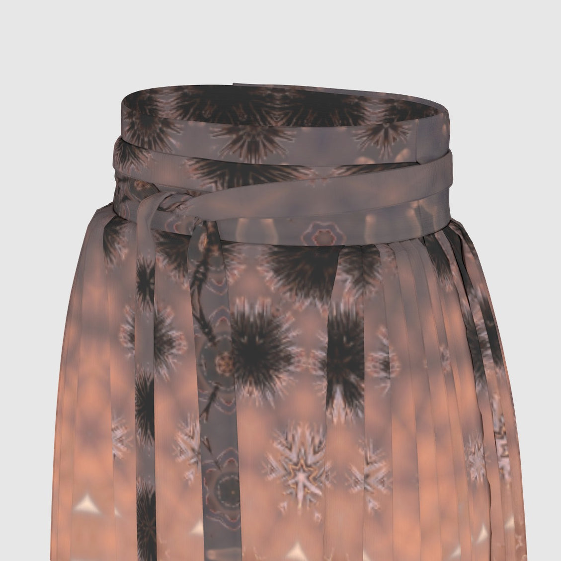 Traditional Chinese Pleated Skirt Brown and Copper Geometric