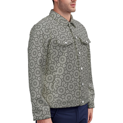 Unisex Jacket Gray and White Circles