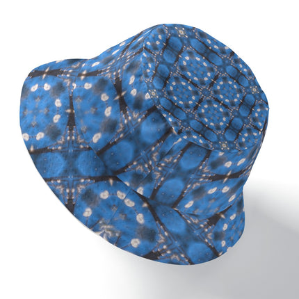 Bucket Hat Reversible Blue Plaid Black Blue Graphic