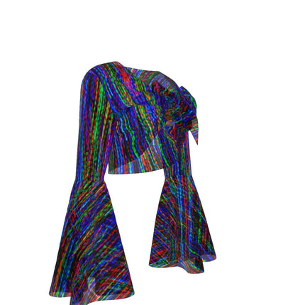 Ruffled Tie Front Cropped Blouse Bright Lights Multi