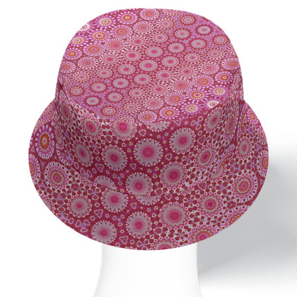 Bucket Hat Reversible Peonies Raspberry Swirl