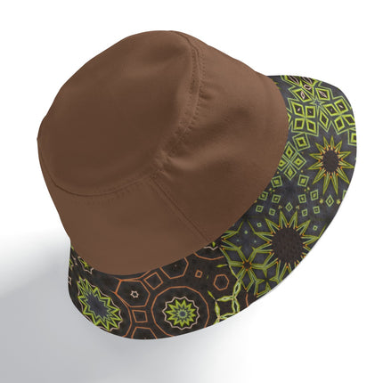 Bucket Hat Reversible Green Leaves Brown