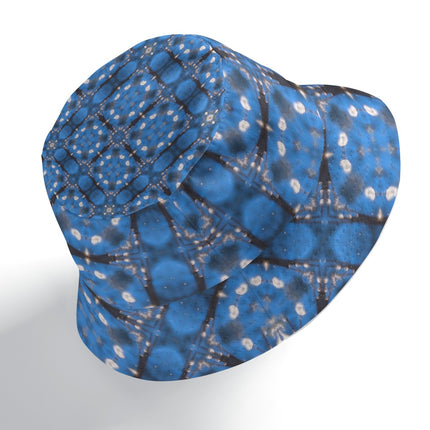 Bucket Hat Reversible Blue Plaid Black Blue Graphic