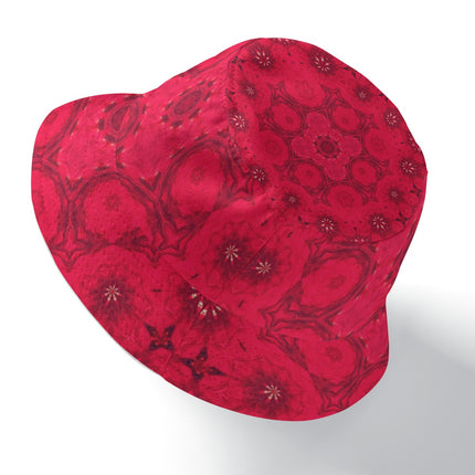Bucket Hat Reversible Red Hollyhocks
