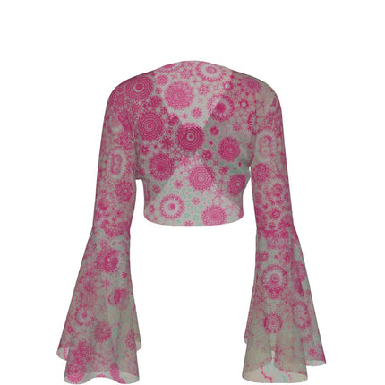 Ruffled Tie Front Cropped Blouse Petunias Fuchsia