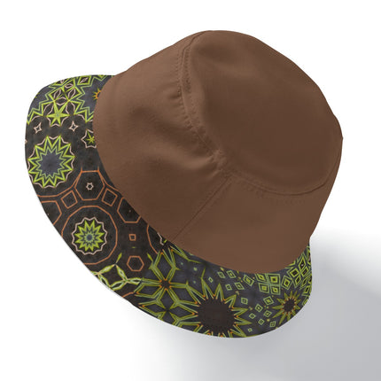 Bucket Hat Reversible Green Leaves Brown