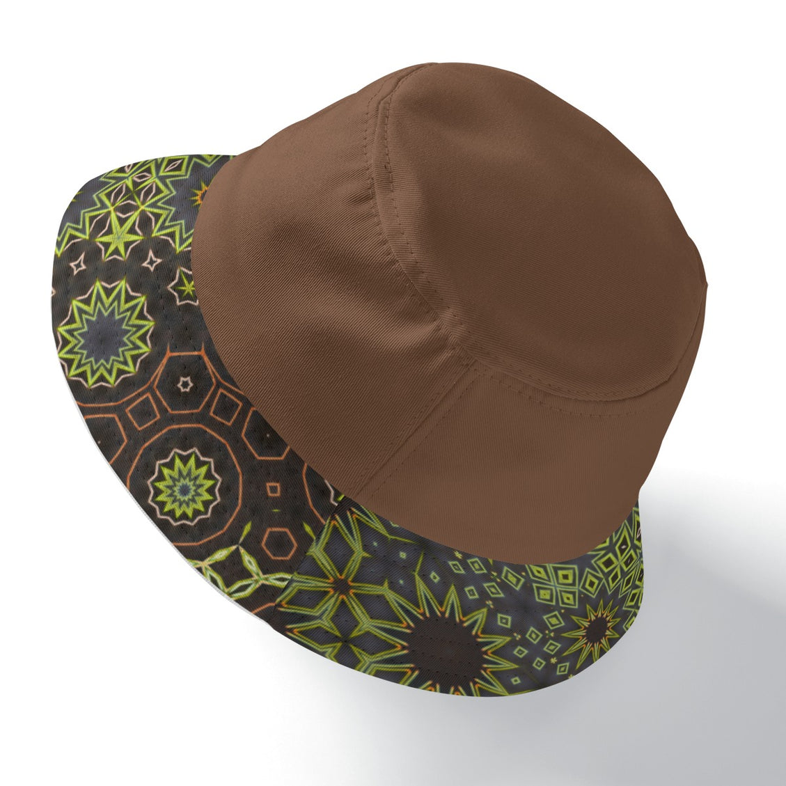 Bucket Hat Reversible Green Leaves Brown