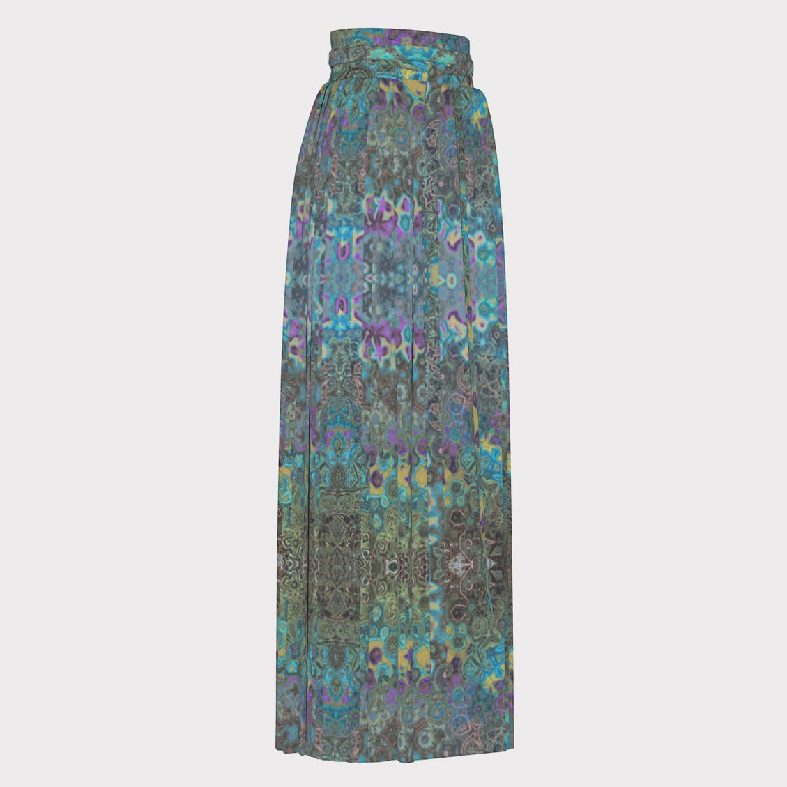 Traditional Chinese Pleated Skirt Peacock Feathers Turquoise Green