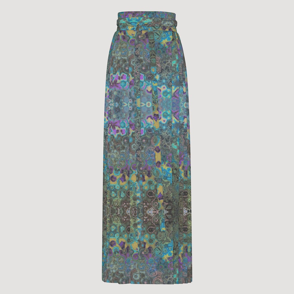 Traditional Chinese Pleated Skirt Peacock Feathers Turquoise Green