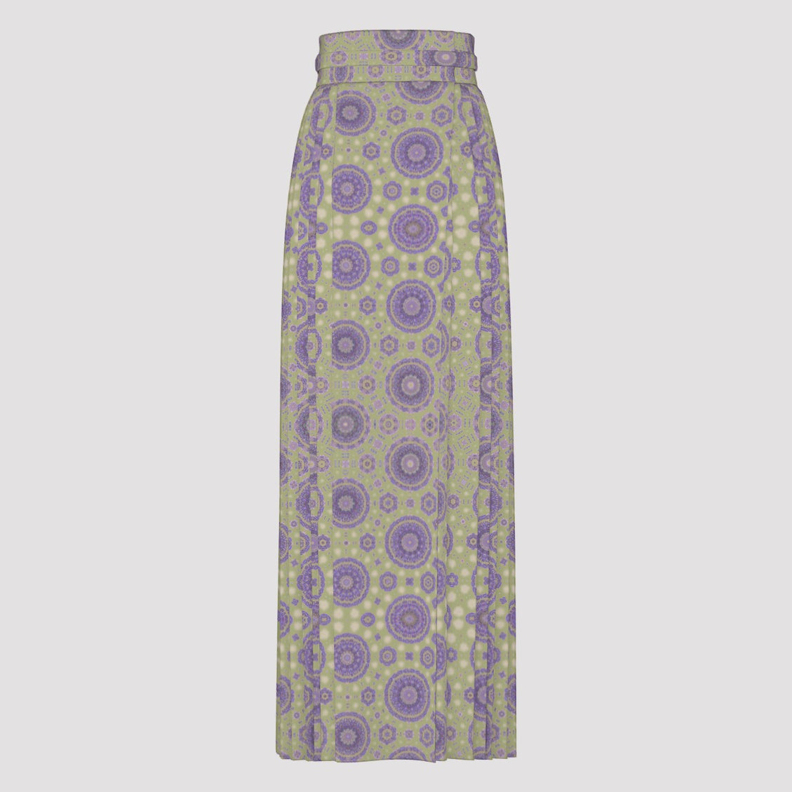 Traditional Chinese Pleated Skirt Purple Sage Geometric