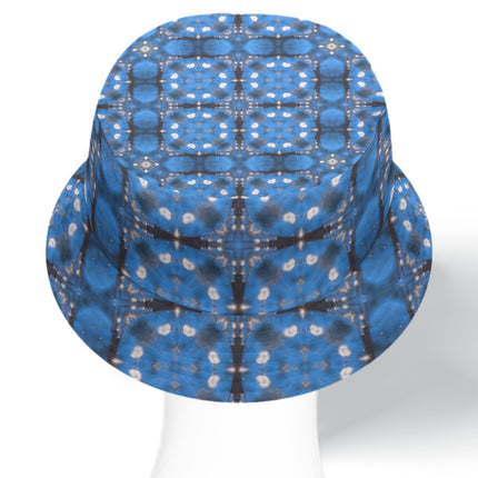 Bucket Hat Reversible Blue Plaid Black Blue Graphic
