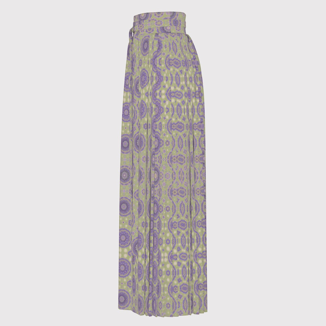 Traditional Chinese Pleated Skirt Purple Sage Geometric