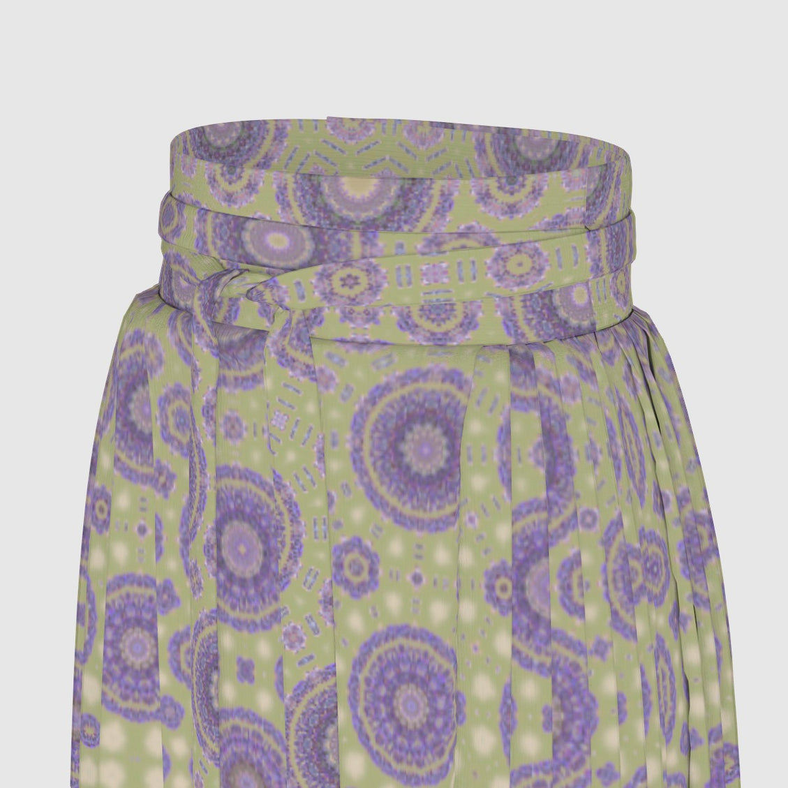 Traditional Chinese Pleated Skirt Purple Sage Geometric